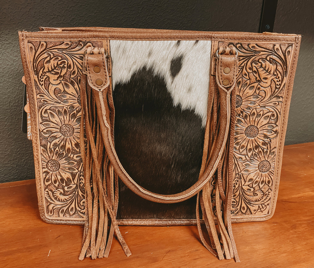 Cowhide and Tooled Briefcase